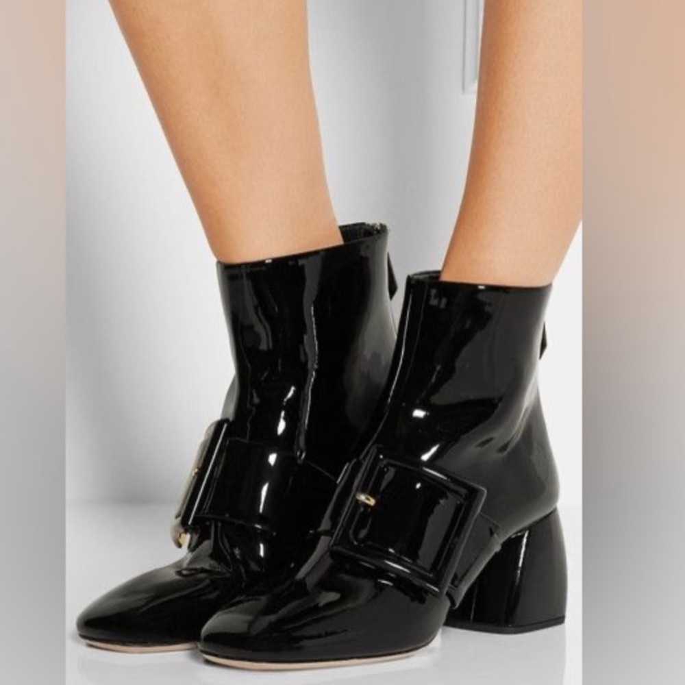 Miu Miu Patent Leather Booties Buckle y2k